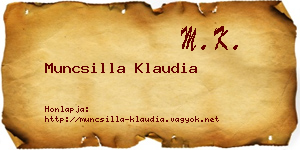 Muncsilla Klaudia névjegykártya